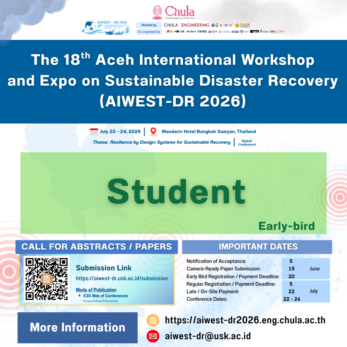 The 18th Aceh International Workshop and Expo on Sustainable Disaster Recovery (AIWEST-DR 2026) - Early bird (Student)